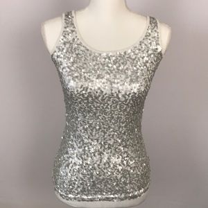 Old Navy Tank top silver sequins extra small